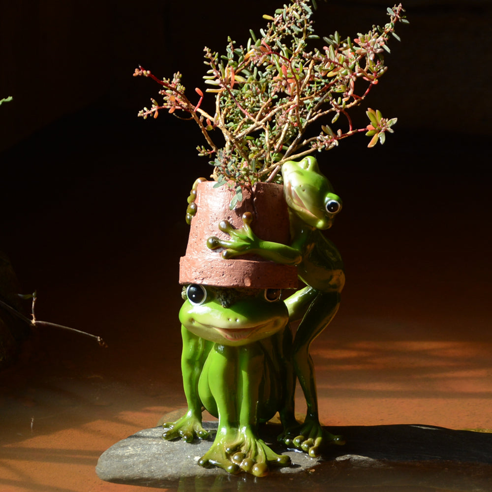 Whimsical Frog Resin Planter
