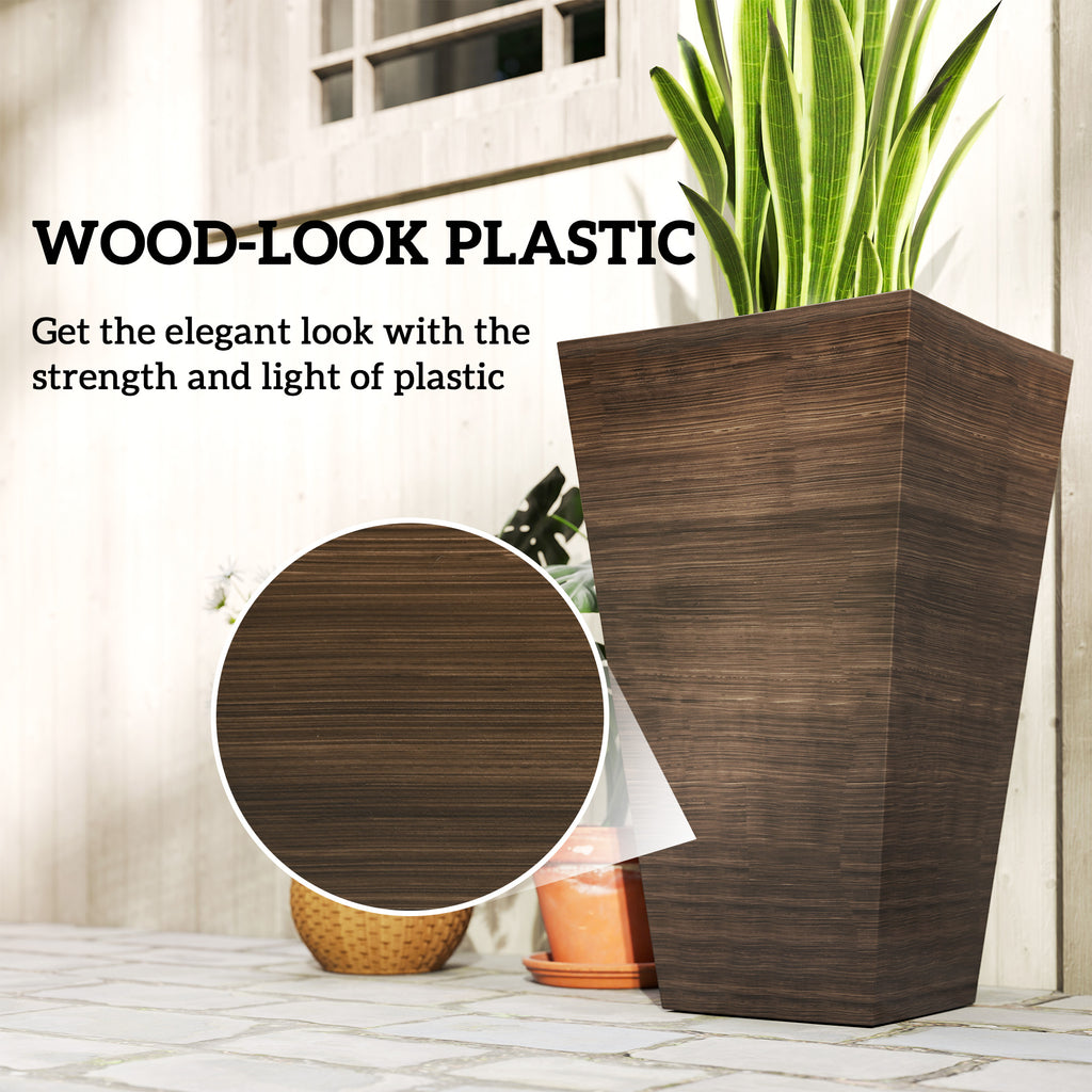 Set of 3 Tall Planters 28" – Faux Wood