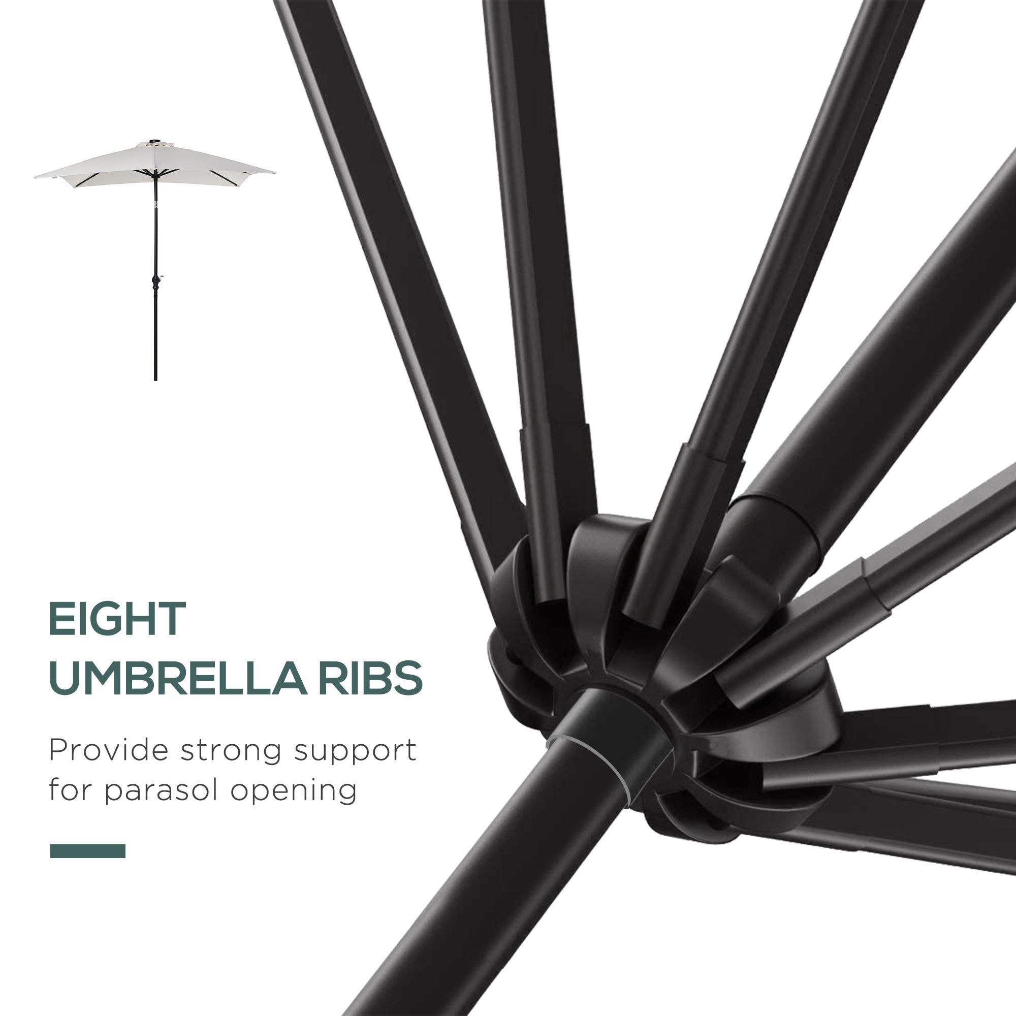 9x7ft Rectangular Solar LED Patio Umbrella
