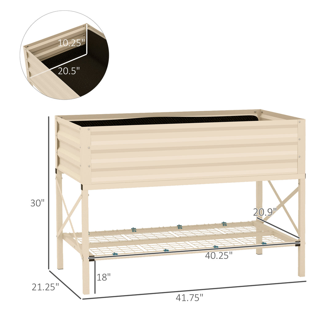 Galvanized Raised Garden Bed with Legs - Cream