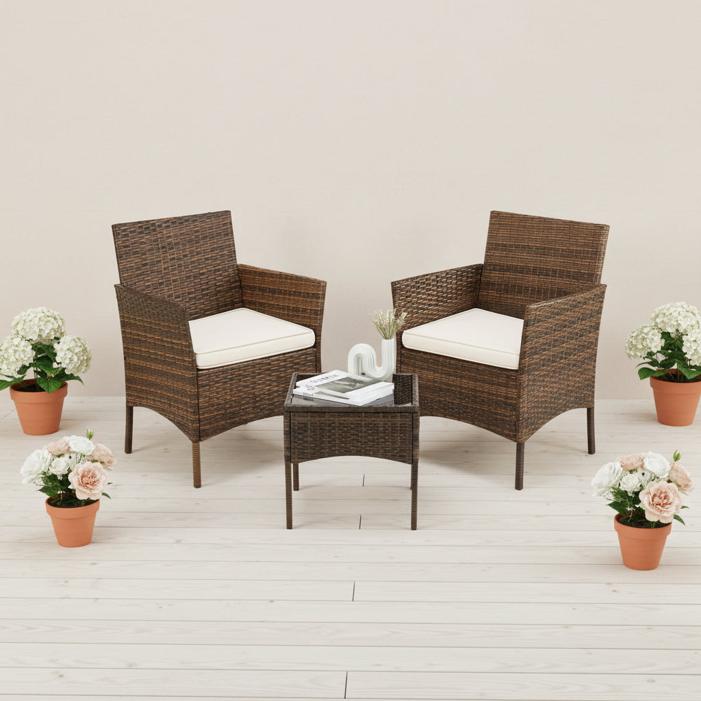 3-Piece Outdoor Rattan Bistro Set Natures Nook