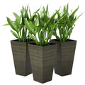 Set of 3 Tall Planters 28" – Dark Brown Faux Wood
