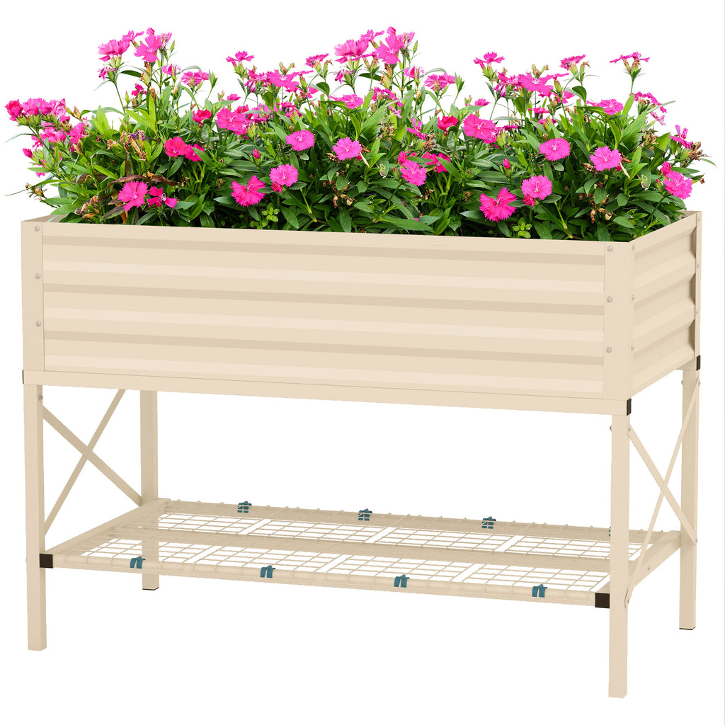 Galvanized Raised Garden Bed with Legs - Cream