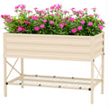 Galvanized Raised Garden Bed with Legs - Cream
