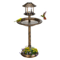 Solar-Powered Bird Bath with Bronze Finish