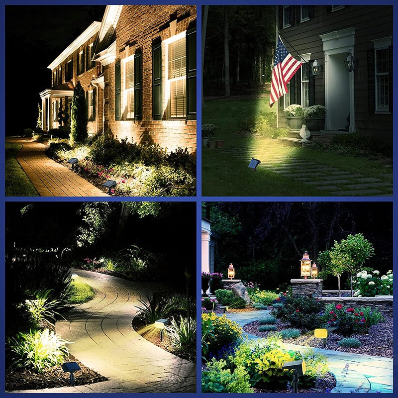 4-Pack Solar Spot Lights - 56 LED IP68 Waterproof with 3 Lighting Modes for Landscape & Garden