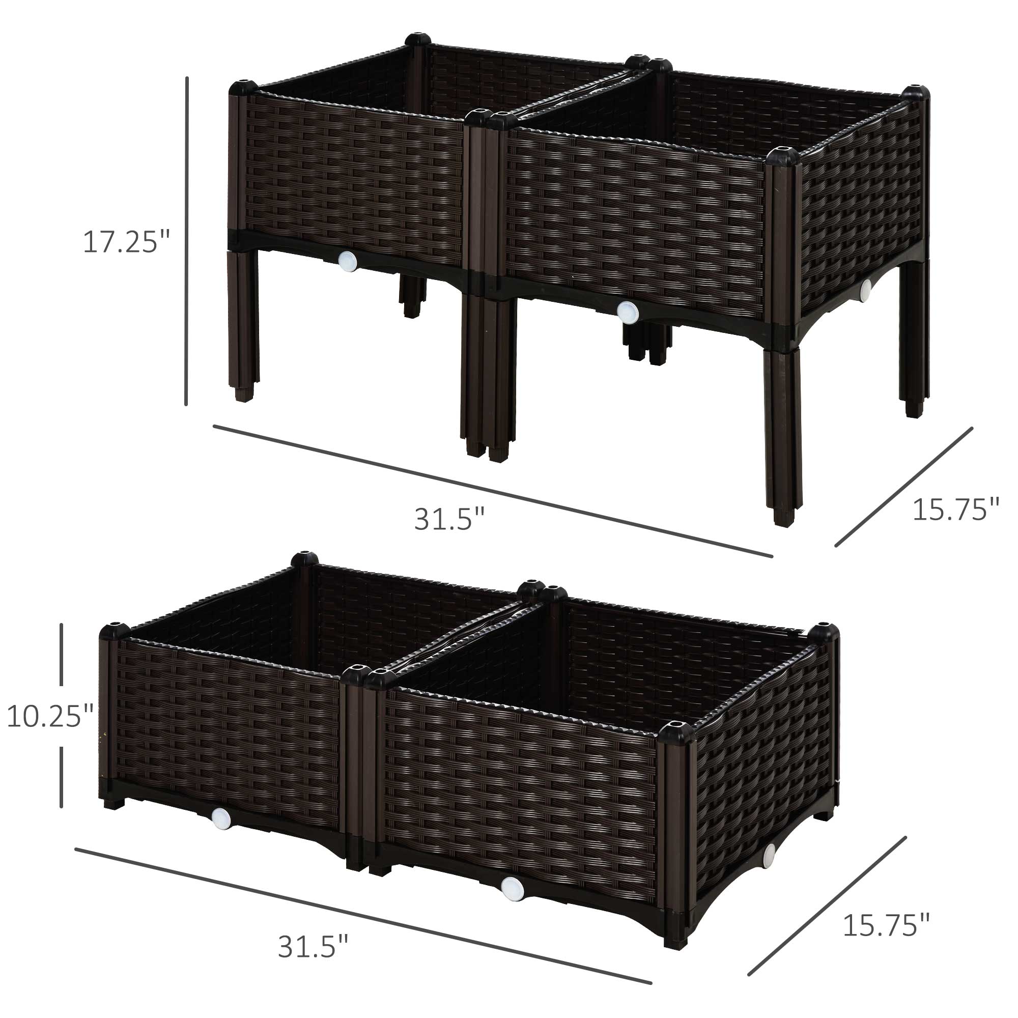 4-Piece Raised Garden Bed with Legs - (Brown)