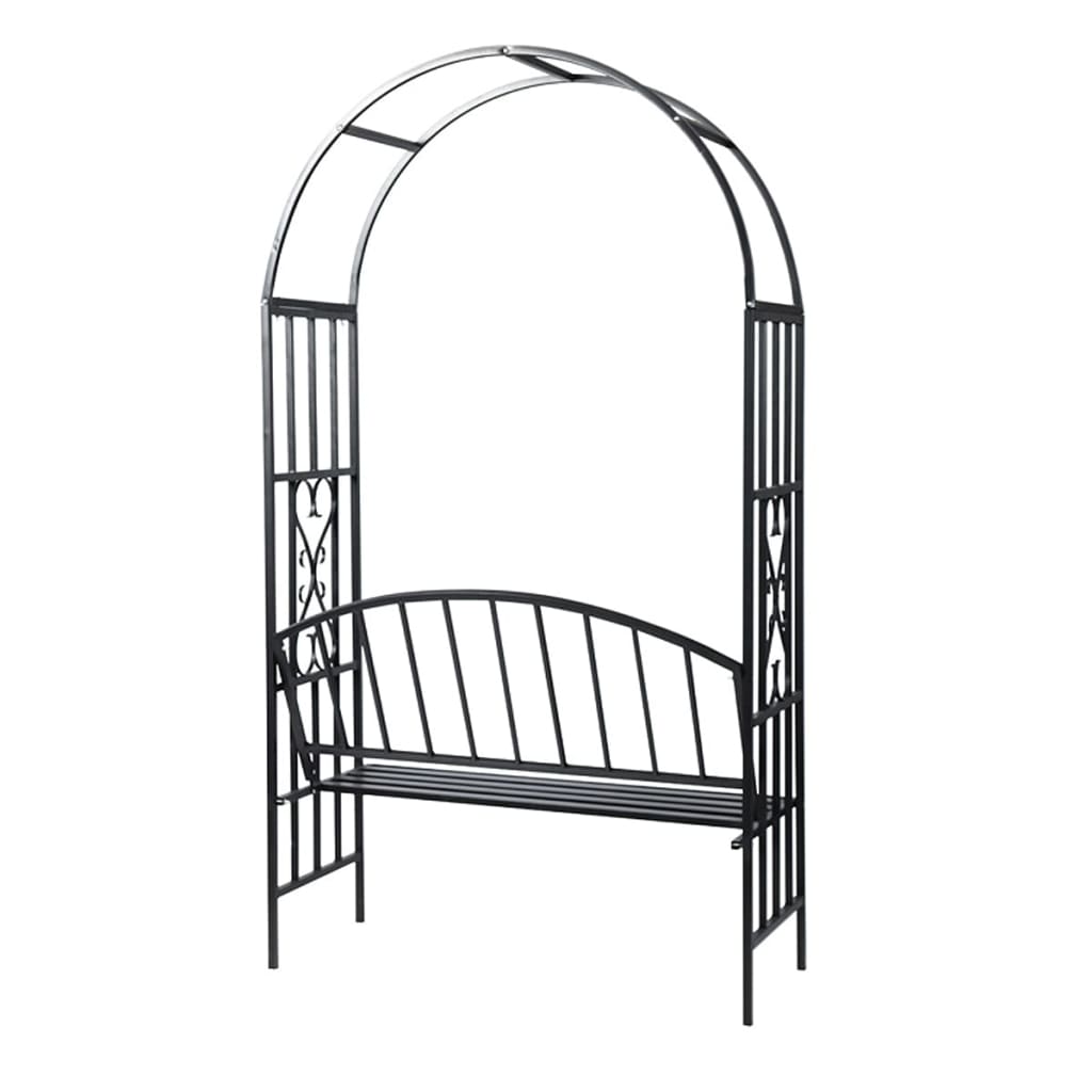 Garden Rose Arch with Bench – Metal Arbor