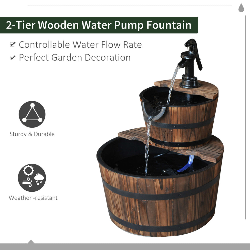 2-Tier Rustic Barrel Water Fountain