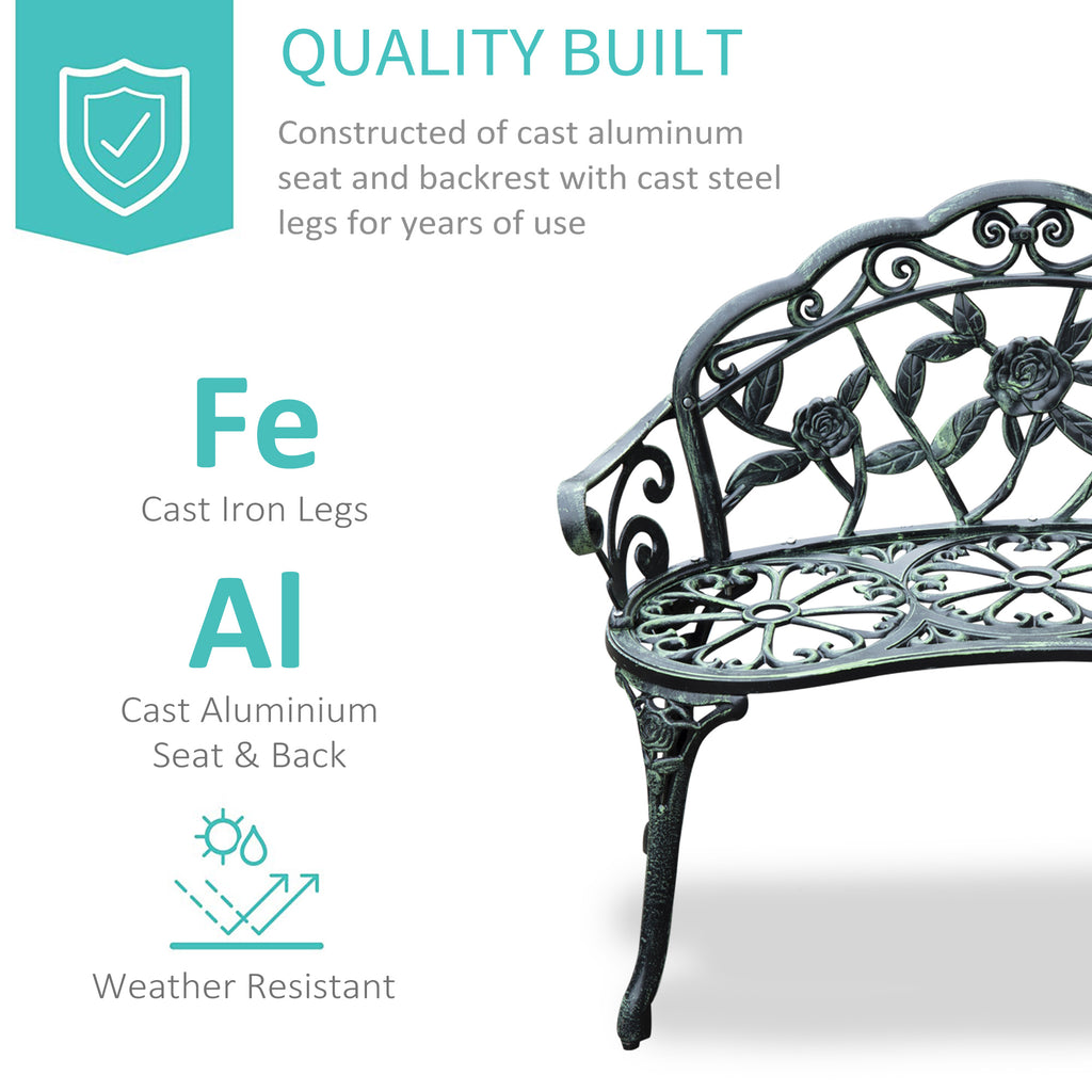 Antique Garden Bench with Floral Rose Design
