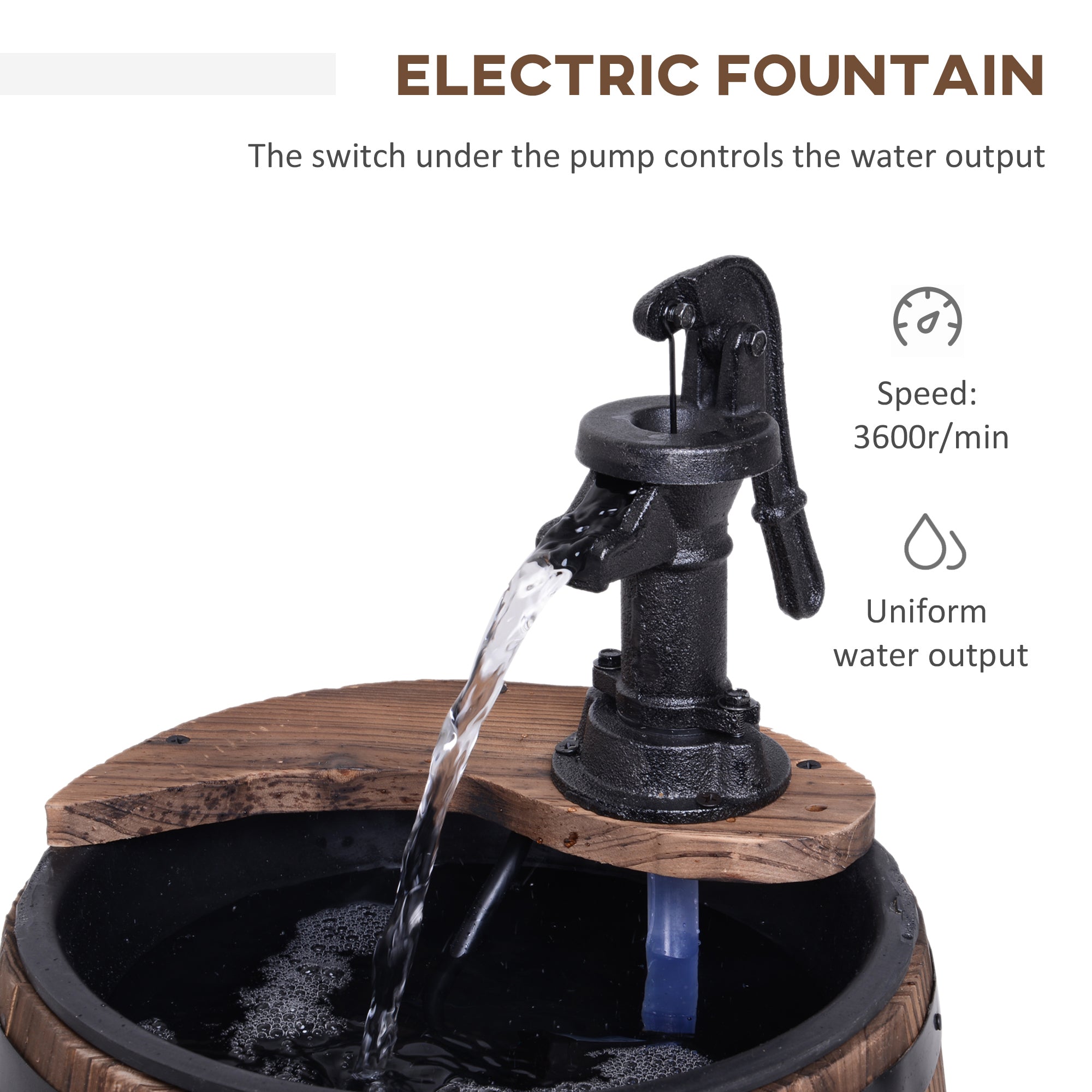23" Rustic Apple Barrel Water Fountain