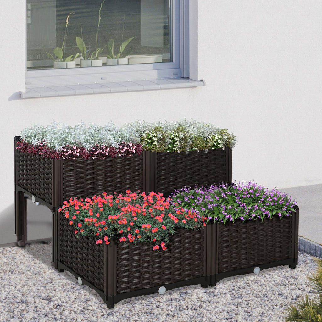 4-Piece Raised Garden Bed with Legs - (Brown)