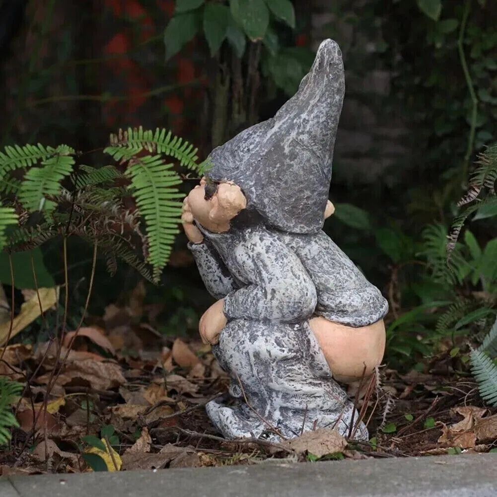 Funny Naughty Gnome Garden Statue