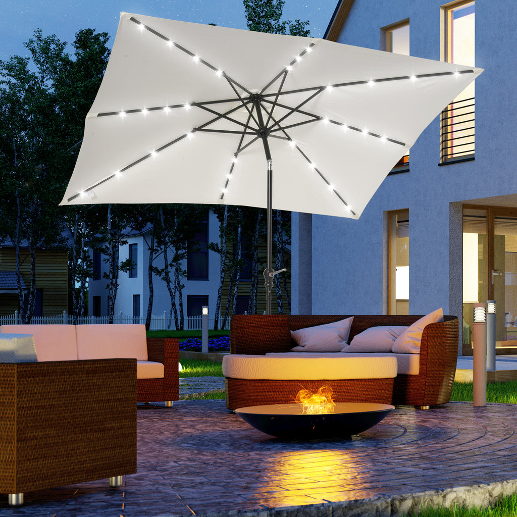 9x7ft Rectangular Solar LED Patio Umbrella