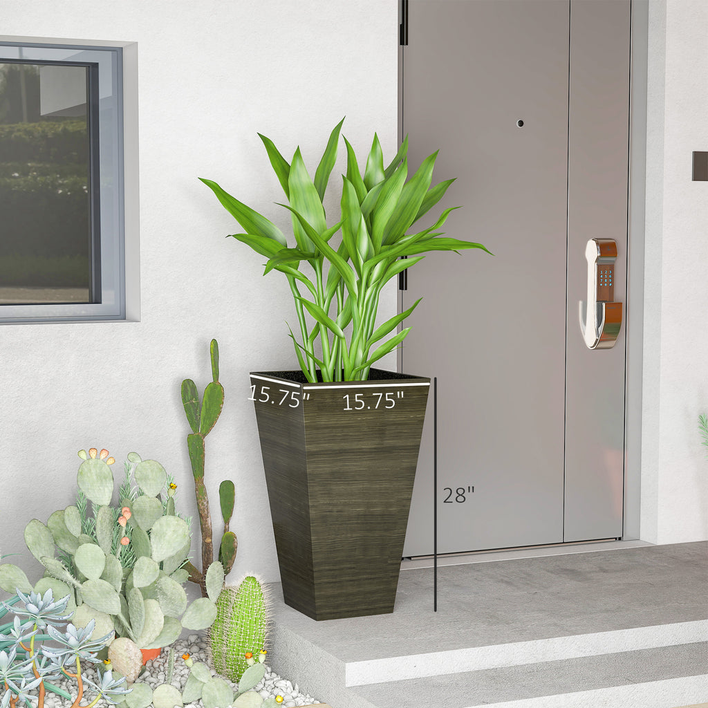 Set of 3 Tall Planters 28" – Dark Brown Faux Wood