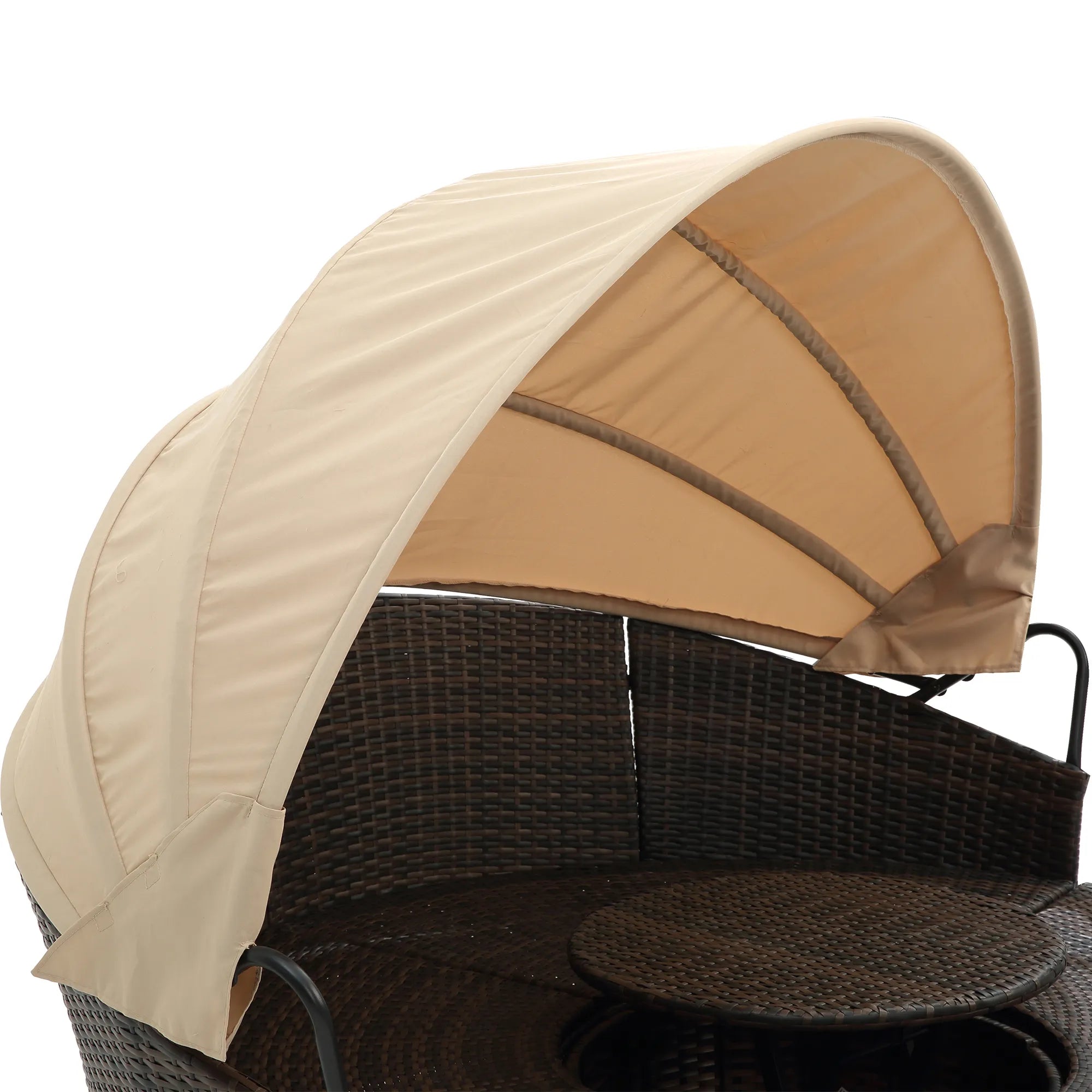 Rattan Round Lounge with Canopy