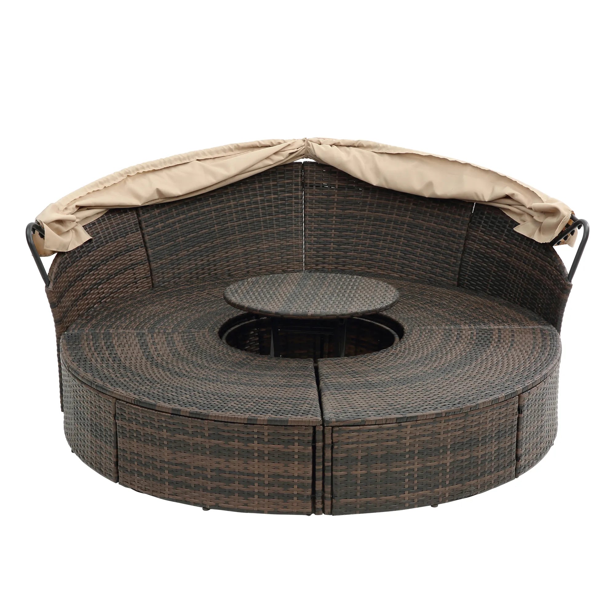 Rattan Round Lounge with Canopy