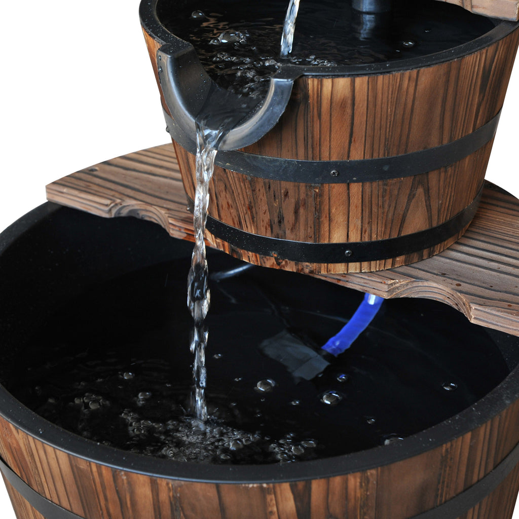 2-Tier Rustic Barrel Water Fountain