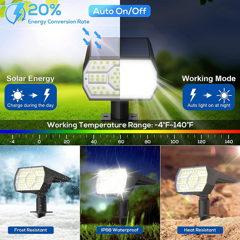 Solar Landscape Spotlights - 4 Pack Waterproof LED