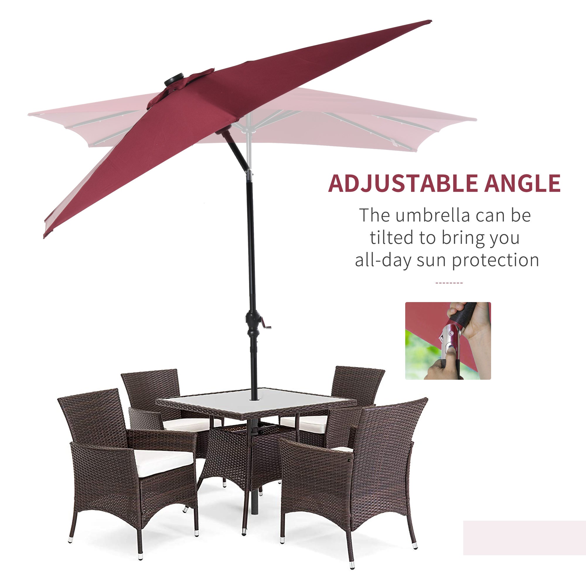 9ft Solar LED Patio Umbrella