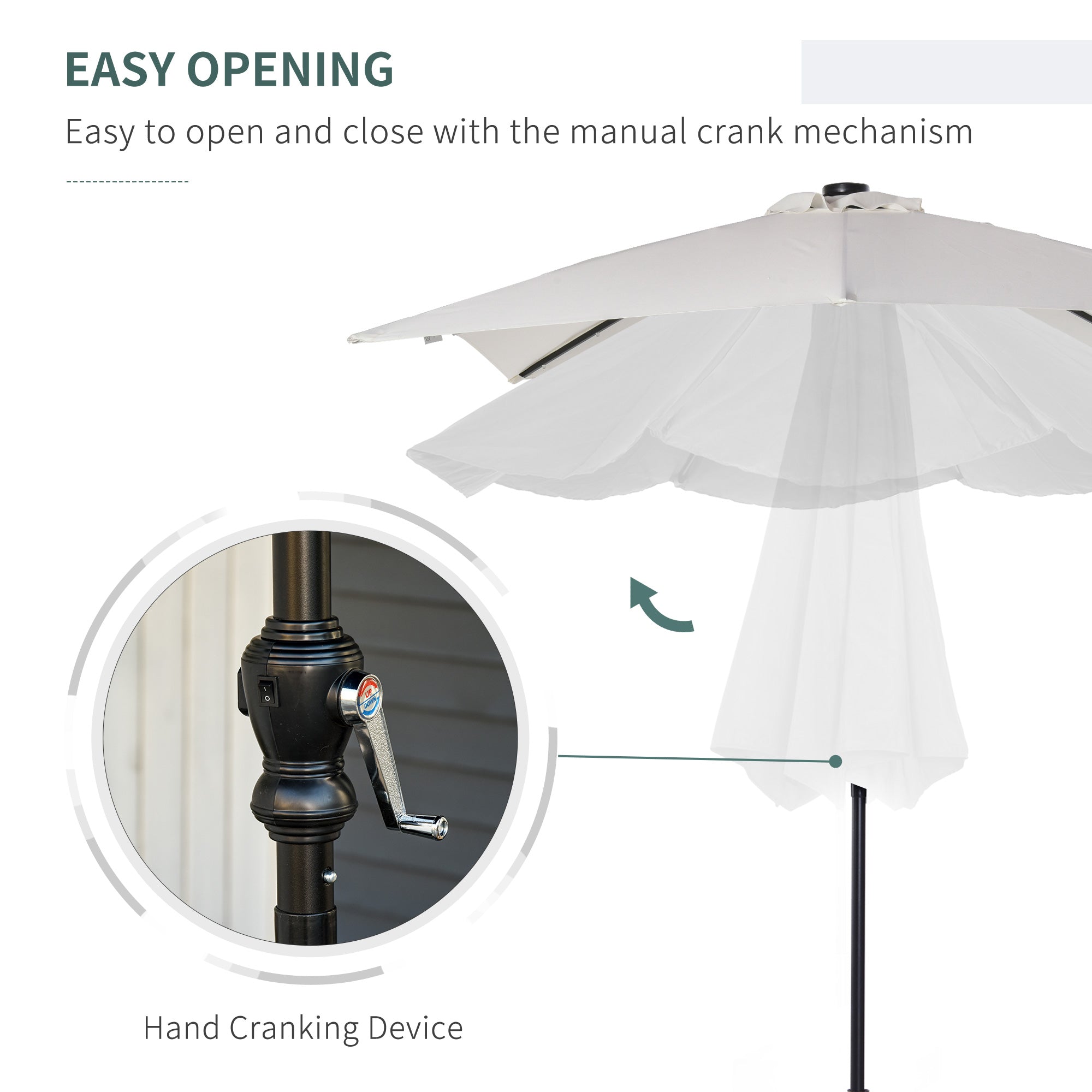 9x7ft Rectangular Solar LED Patio Umbrella