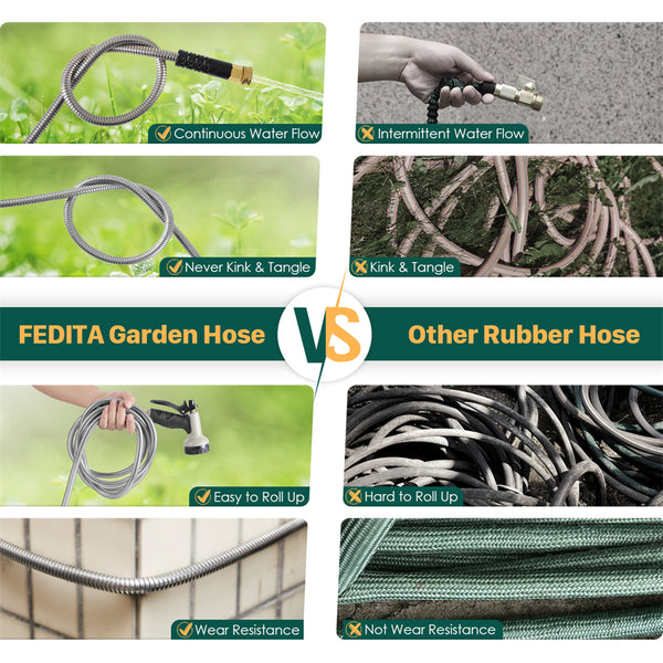100ft Stainless Steel Garden Hose – Kink-Free