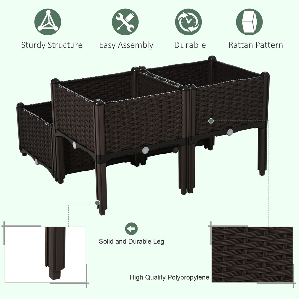 4-Piece Raised Garden Bed with Legs - (Brown)