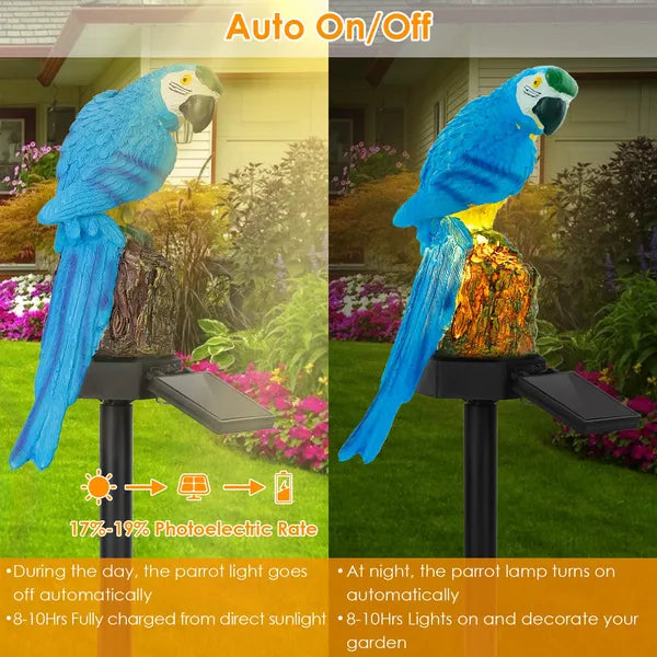 Solar Powered Parrot Garden Light - IP65 Waterproof LED Decorative Lawn Stake