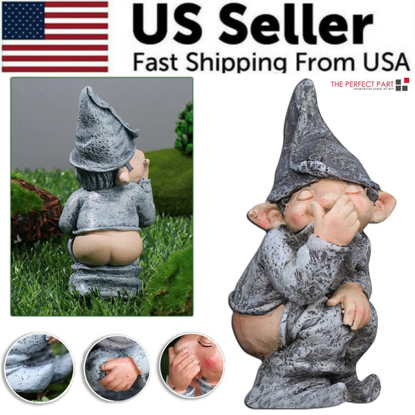 Funny Naughty Gnome Garden Statue