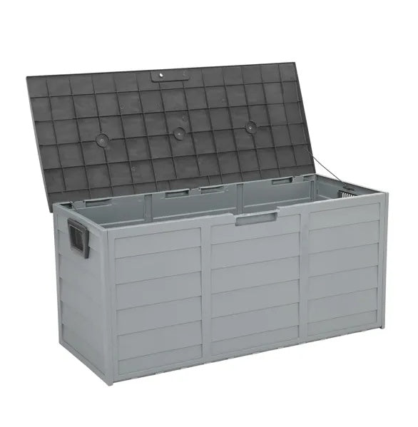 75-Gallon Outdoor Storage Deck Box - Weather Resistant with Wheels - Grey