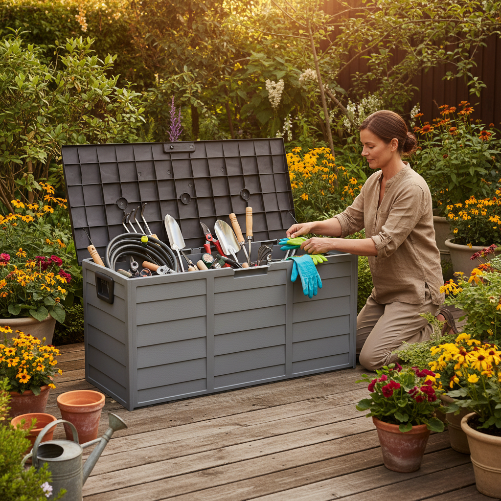 75-Gallon Outdoor Storage Deck Box - Weather Resistant with Wheels - Grey Natures Nook