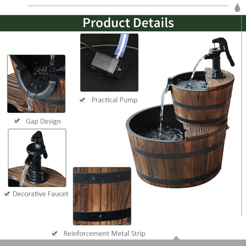 2-Tier Rustic Barrel Water Fountain