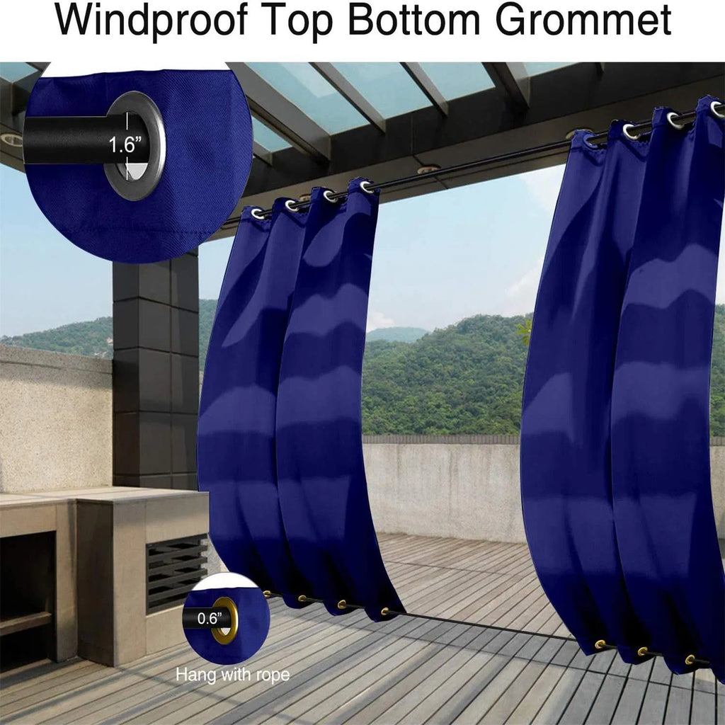 50 In X 84 In Outdoor Curtains Waterproof, Navy Blue
