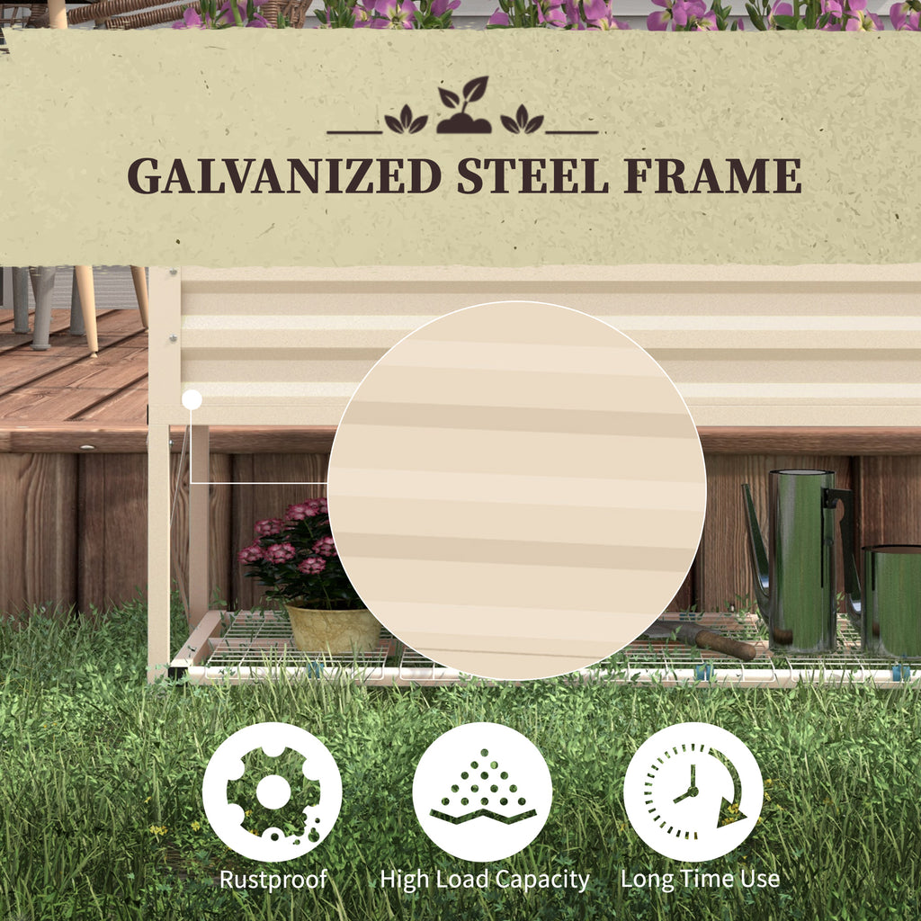 Galvanized Raised Garden Bed with Legs - Cream