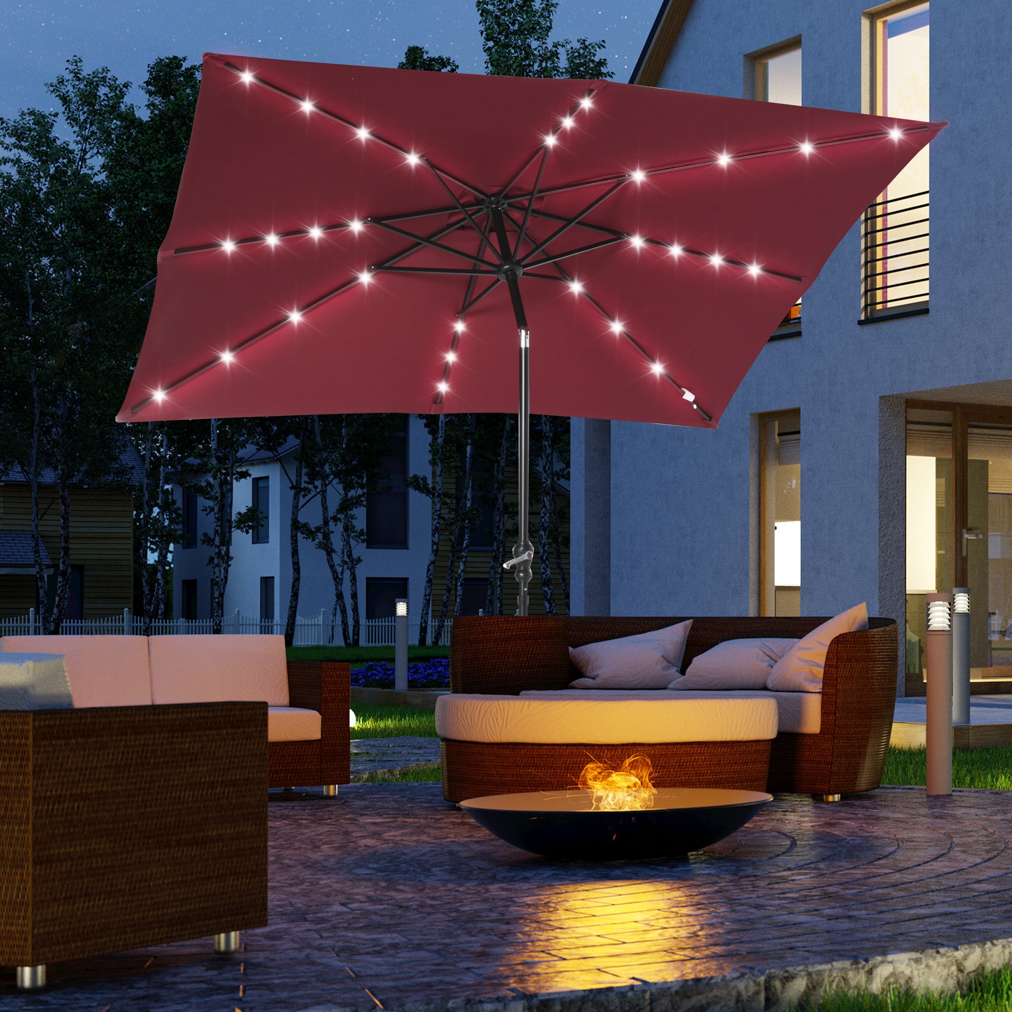 9ft Solar LED Patio Umbrella