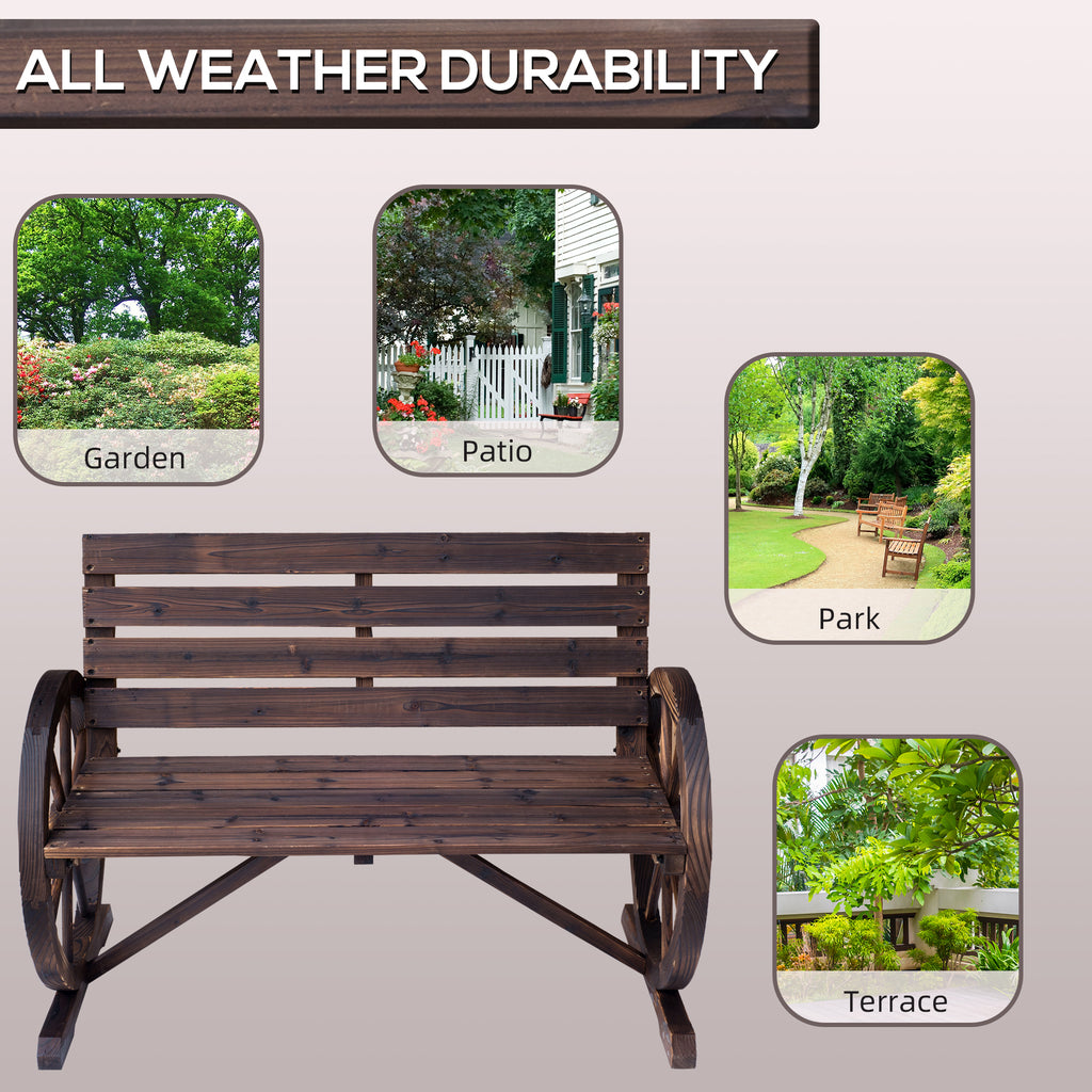 41" Wooden Wagon Wheel Bench – Rustic Outdoor