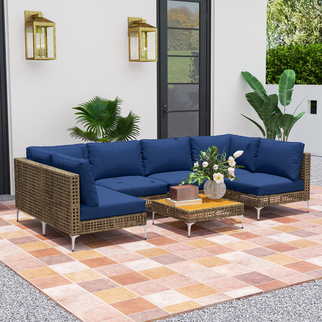 7-Piece Modular Wicker Patio Sectional