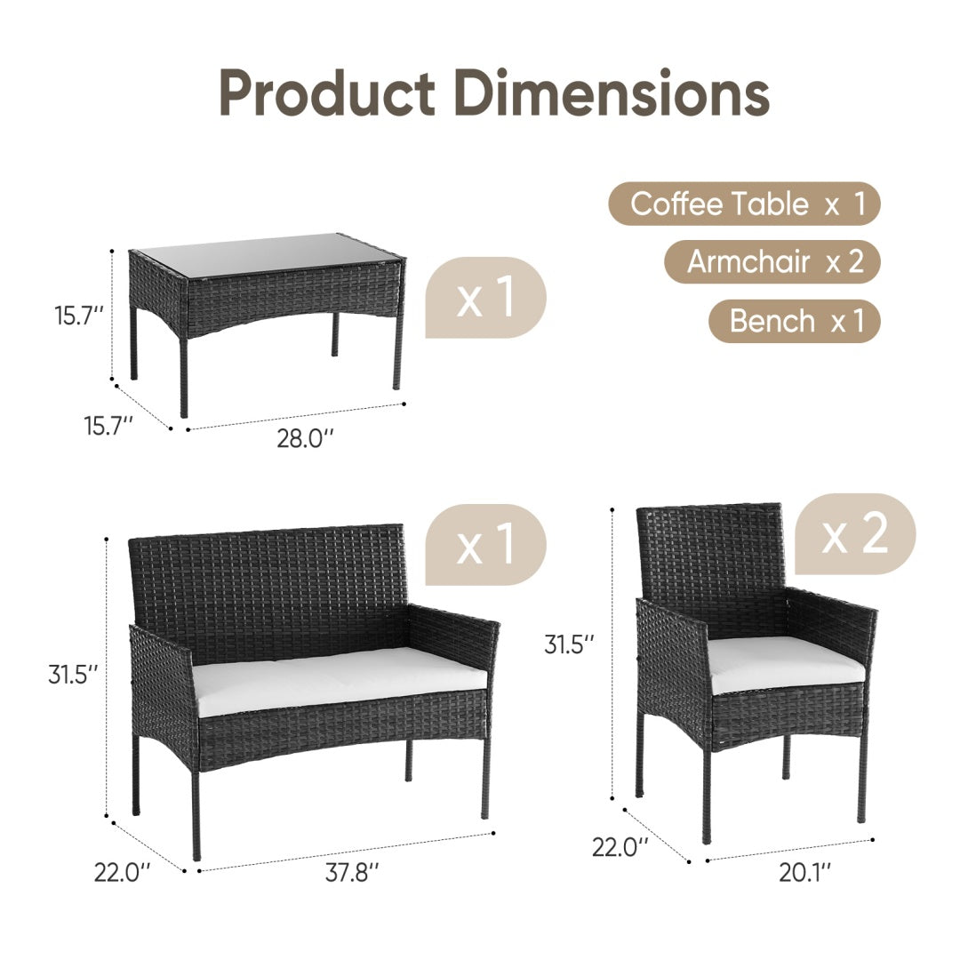 4-Piece Outdoor Rattan Furniture Set
