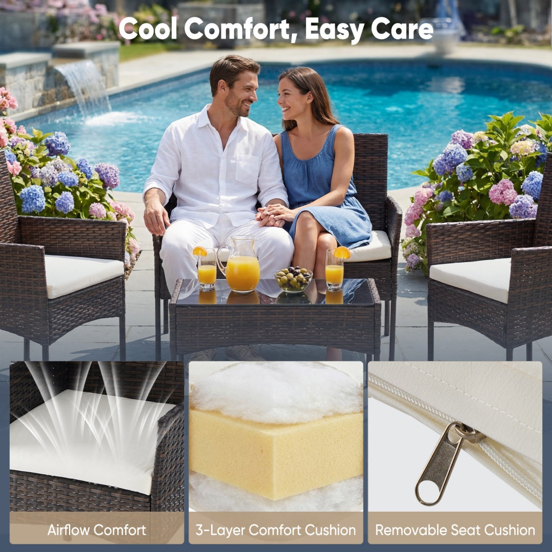 4-Piece Outdoor Rattan Furniture Set