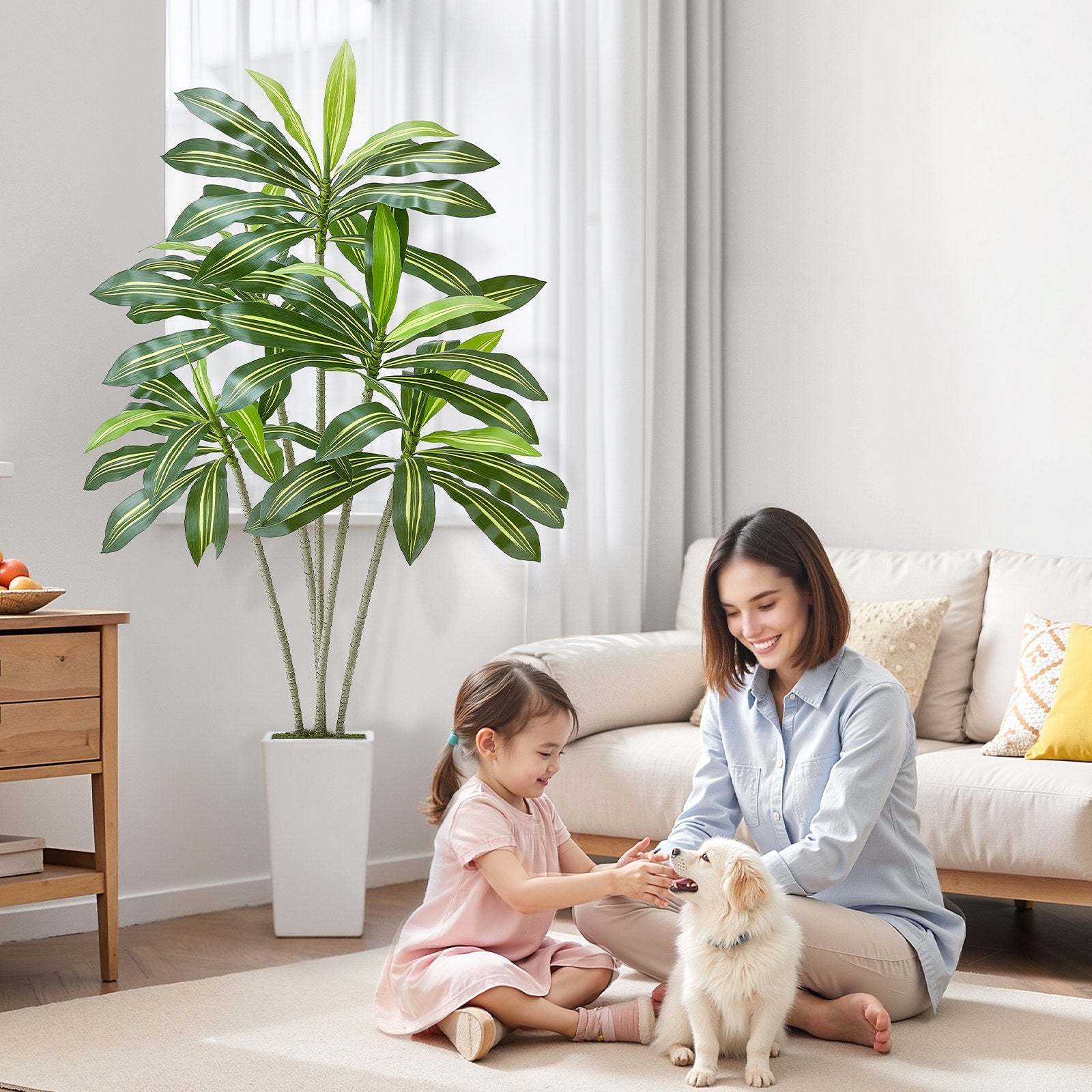 6ft Artificial Dracaena Tree – Indoor Plant with Planter