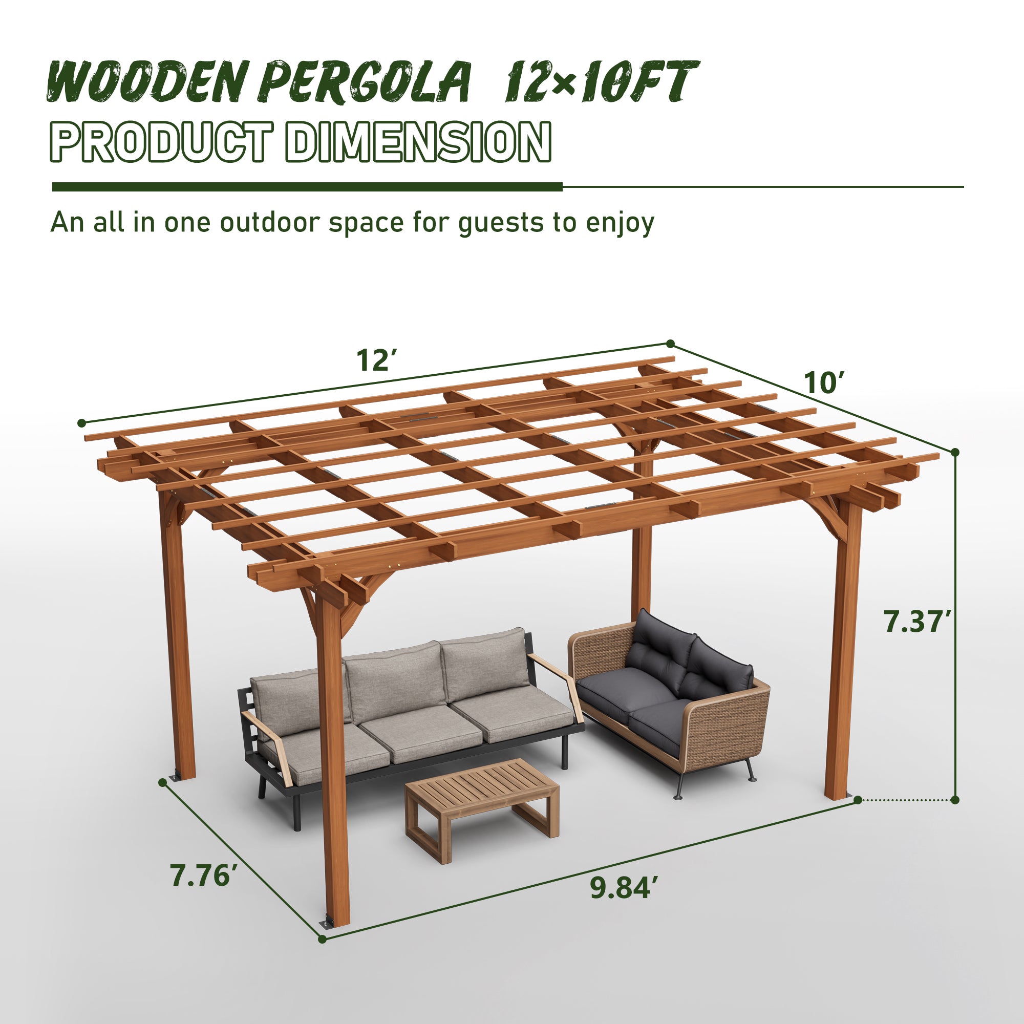 Outdoor Wood Pergola – Brown