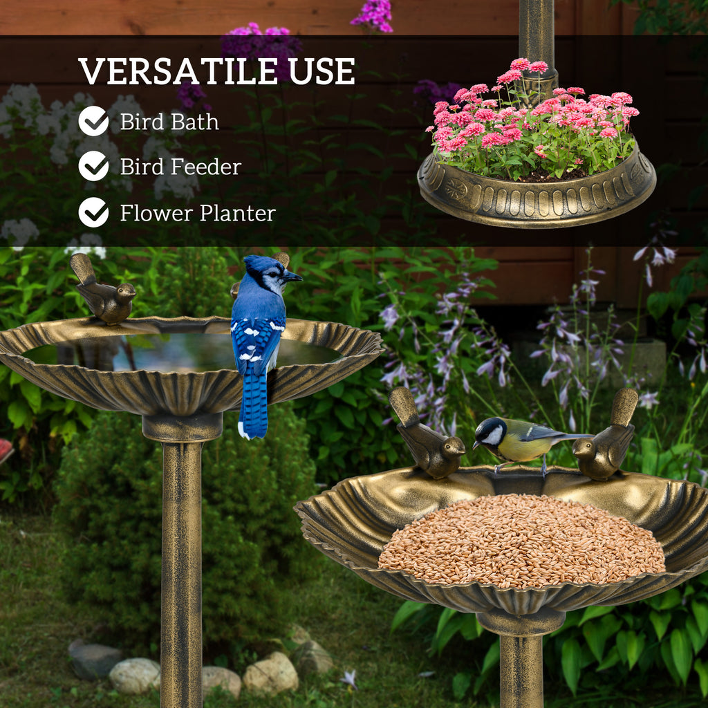 Antique Bronze Bird Bath - 32" with Feeder