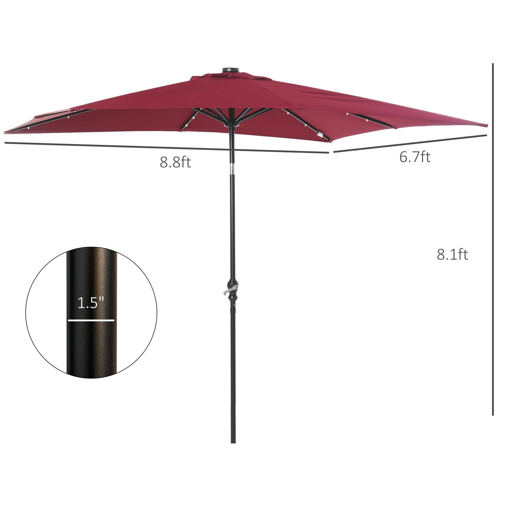 9ft Solar LED Patio Umbrella