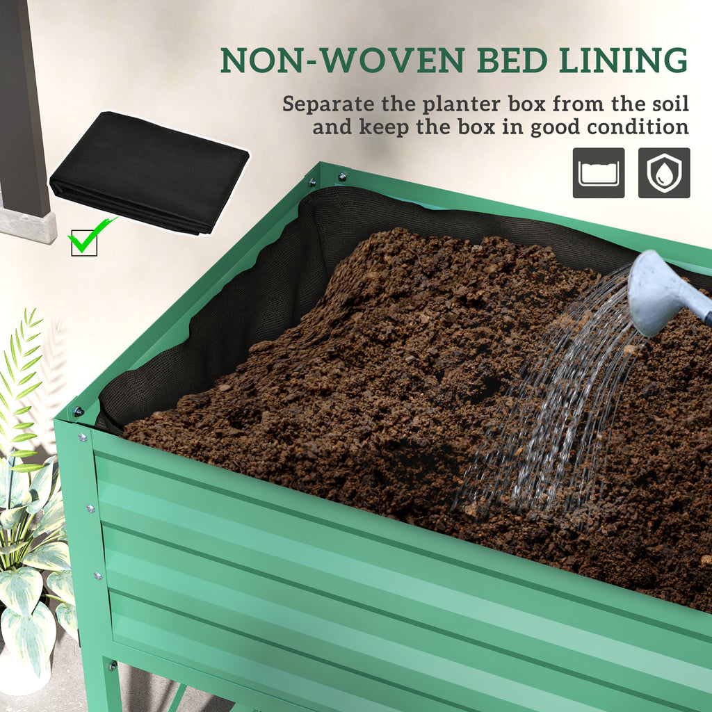 Galvanized Raised Garden Bed with Legs - with Storage Shelf - Green