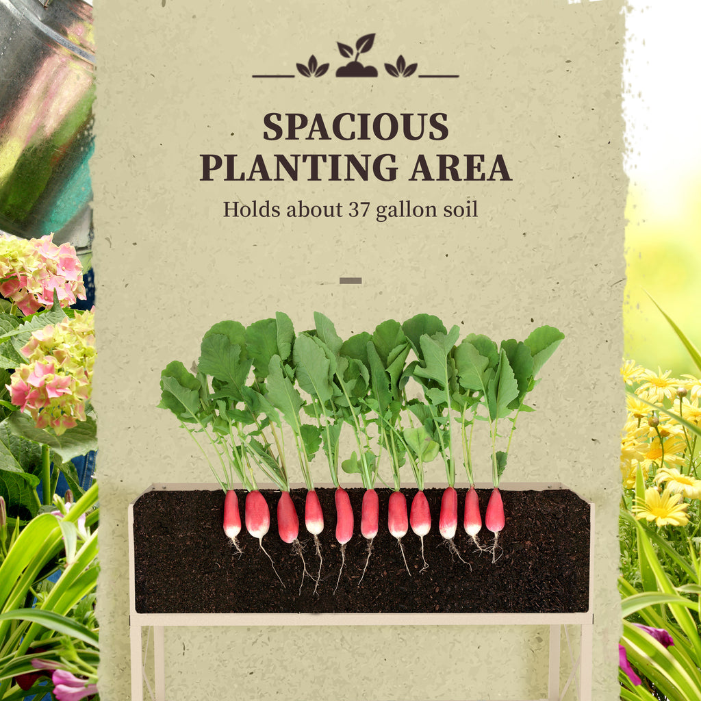 Galvanized Raised Garden Bed with Legs - Cream