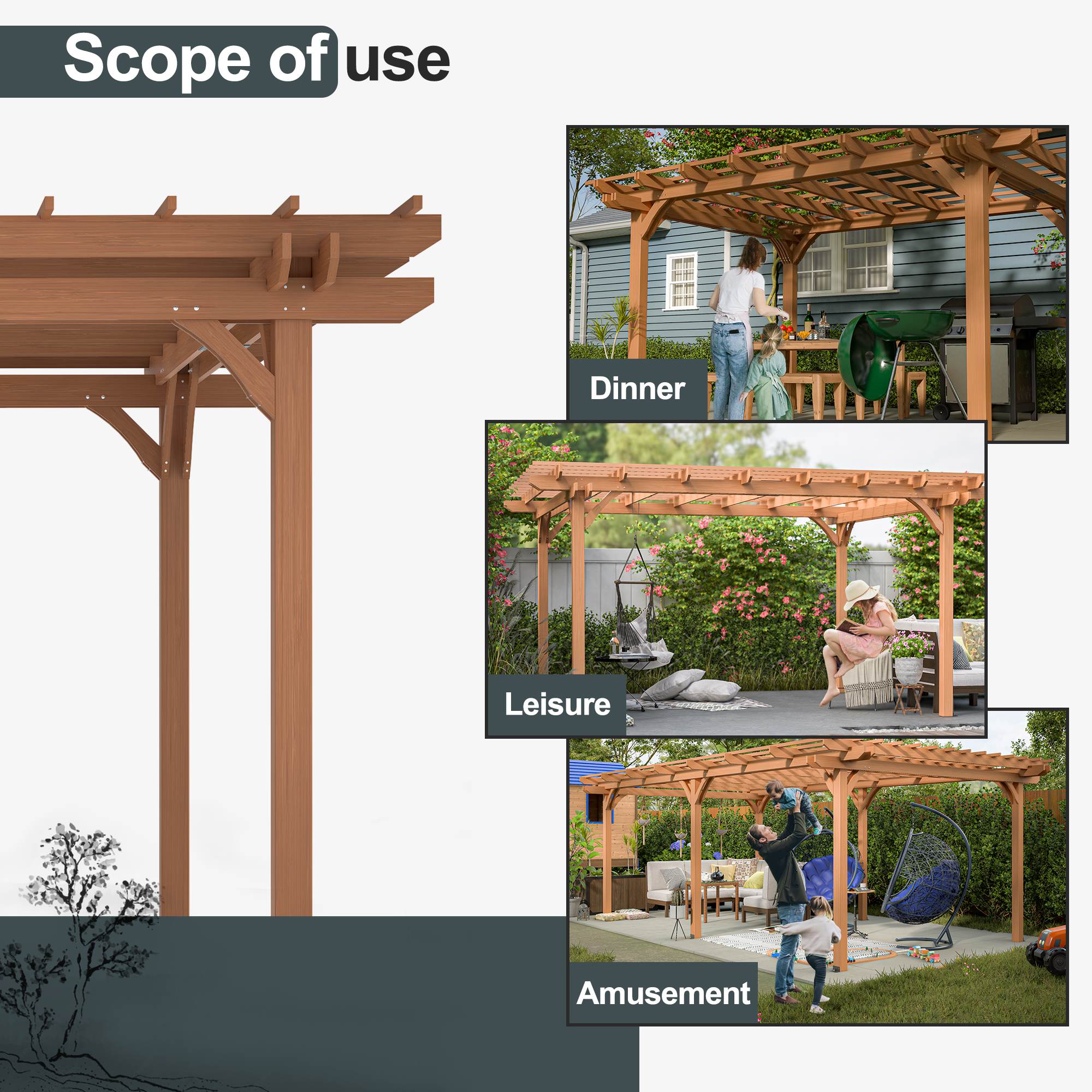 Outdoor Wood Pergola – Brown