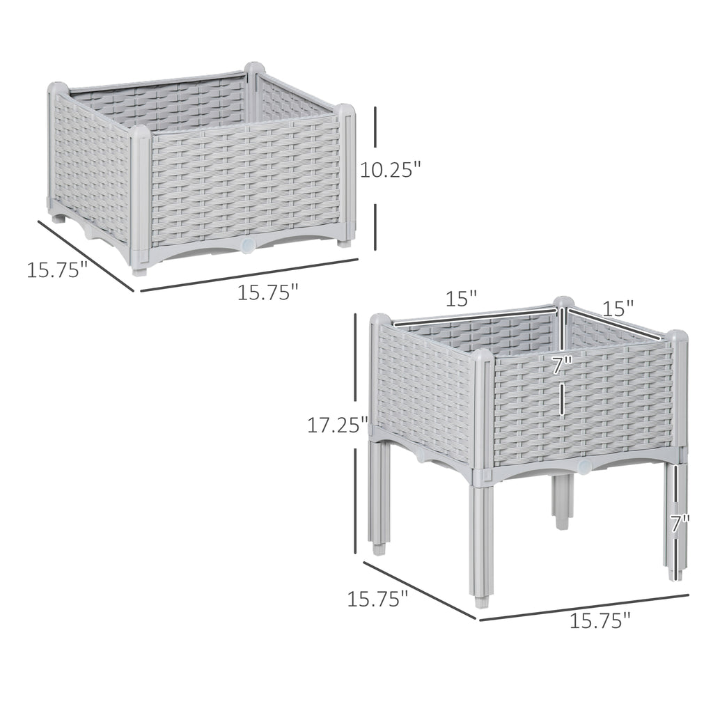 2-Piece Self-Watering Raised Garden Bed – Grey