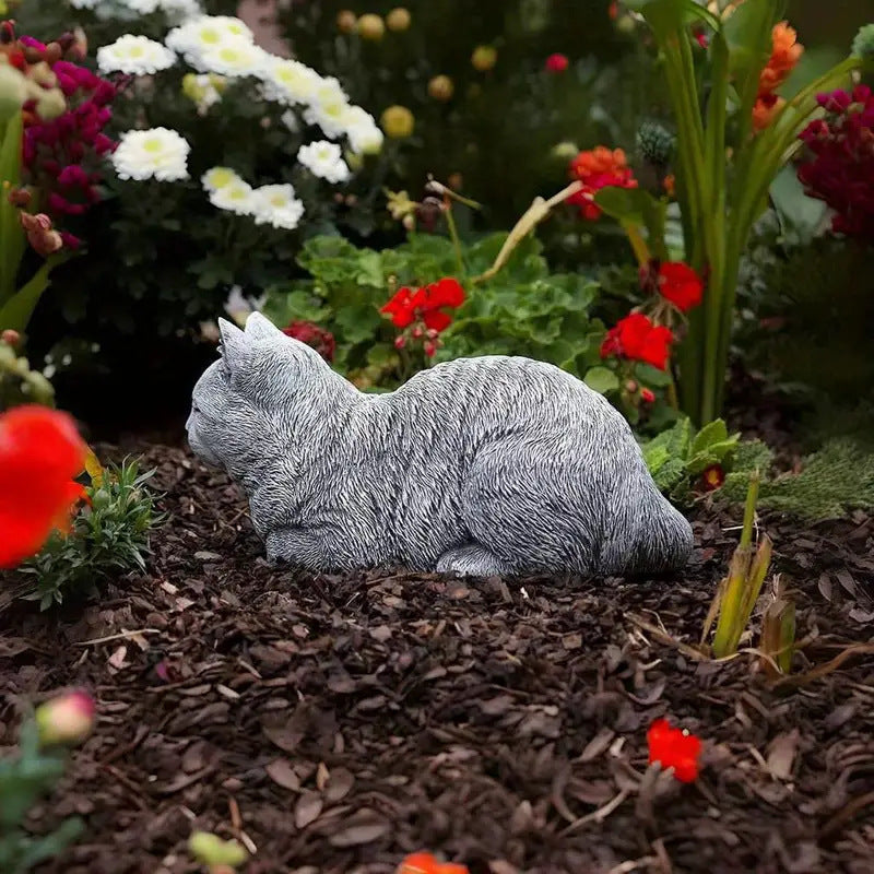 Squinting Cat Resin Garden Ornament