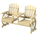 2-Seat Wooden Garden Bench with Center Table