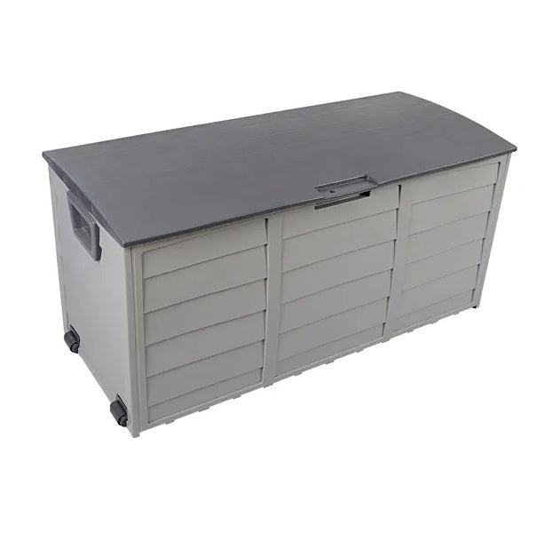 75-Gallon Outdoor Storage Deck Box - Weather Resistant with Wheels - Grey